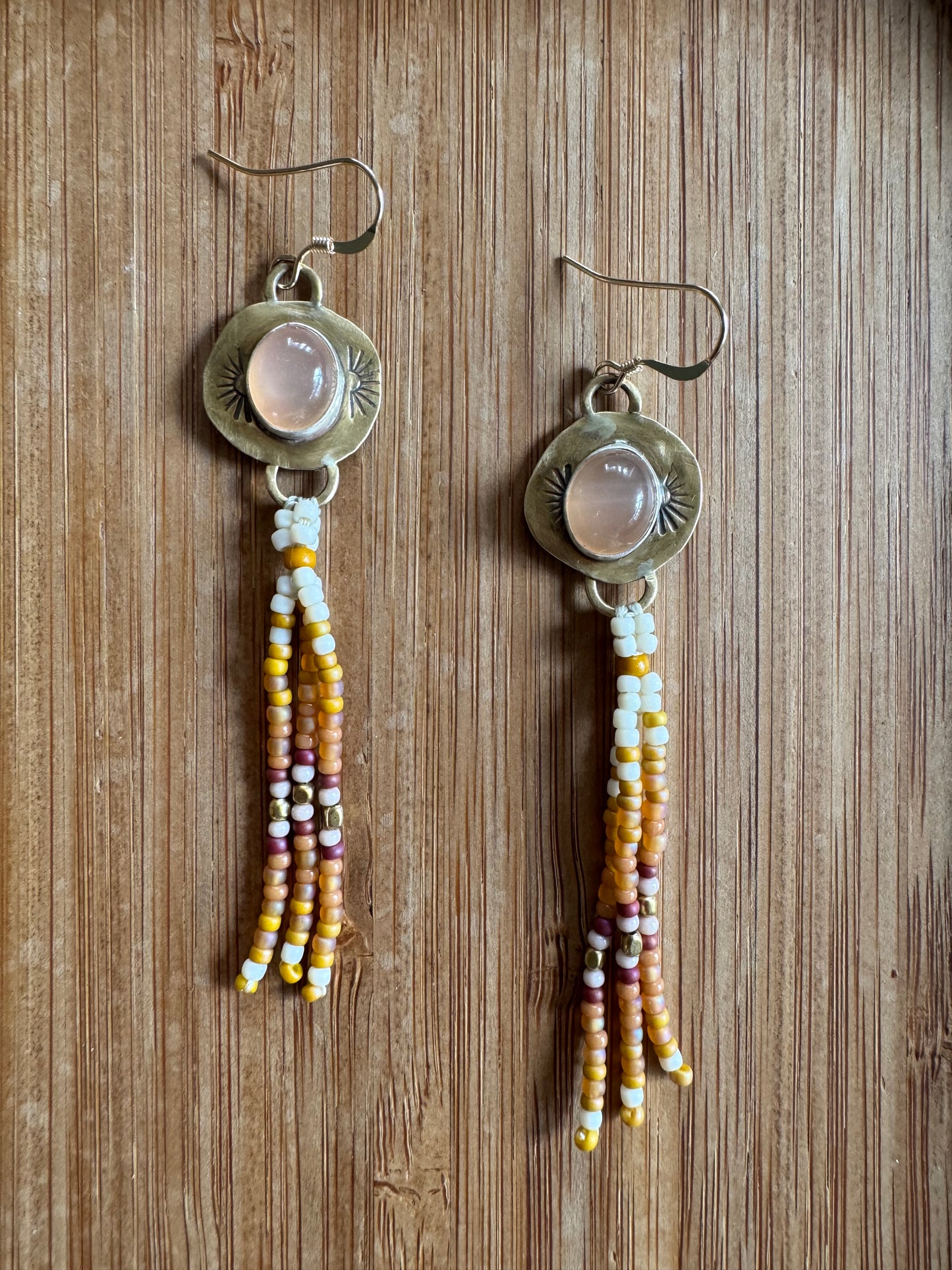 Golden Prairie Fringe Earrings | Brass + Warm Beaded Dangles