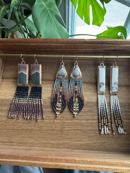 Twilight Mesa Fringe Earrings | Jasper + Plum Beaded Dangles