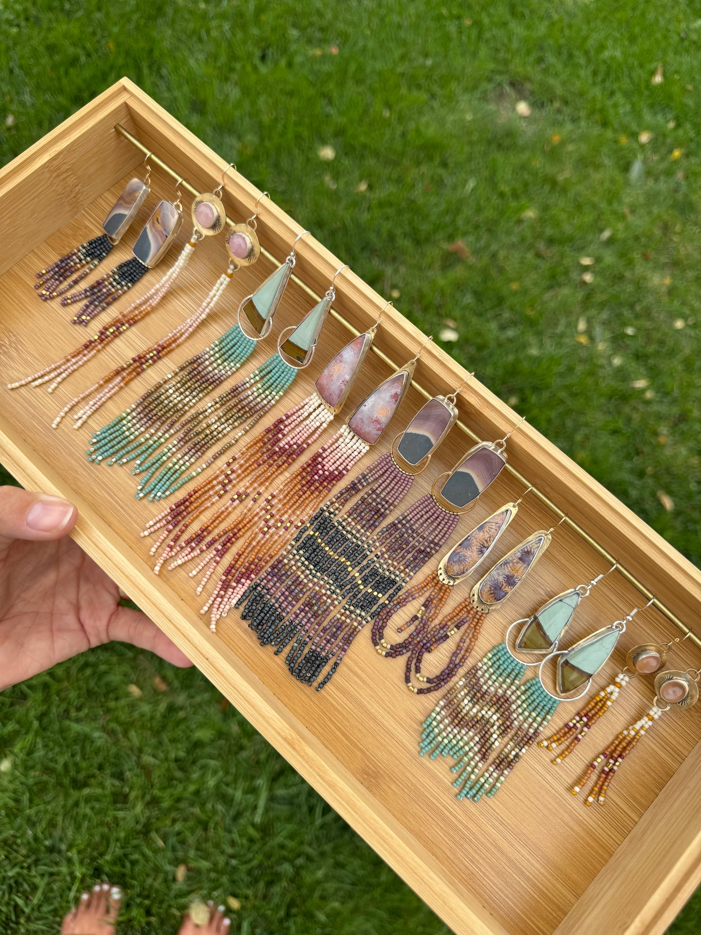 Golden Prairie Fringe Earrings | Brass + Warm Beaded Dangles