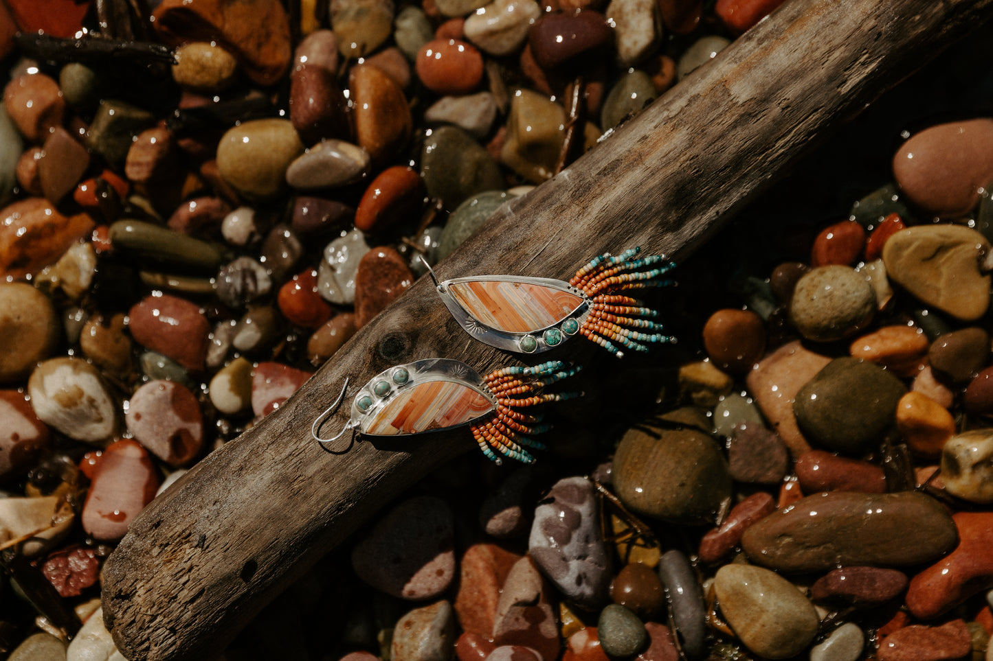 Desert Wildflower | Crazy Lace Agate + Tibetan Turquoise + Sterling Silver Earrings