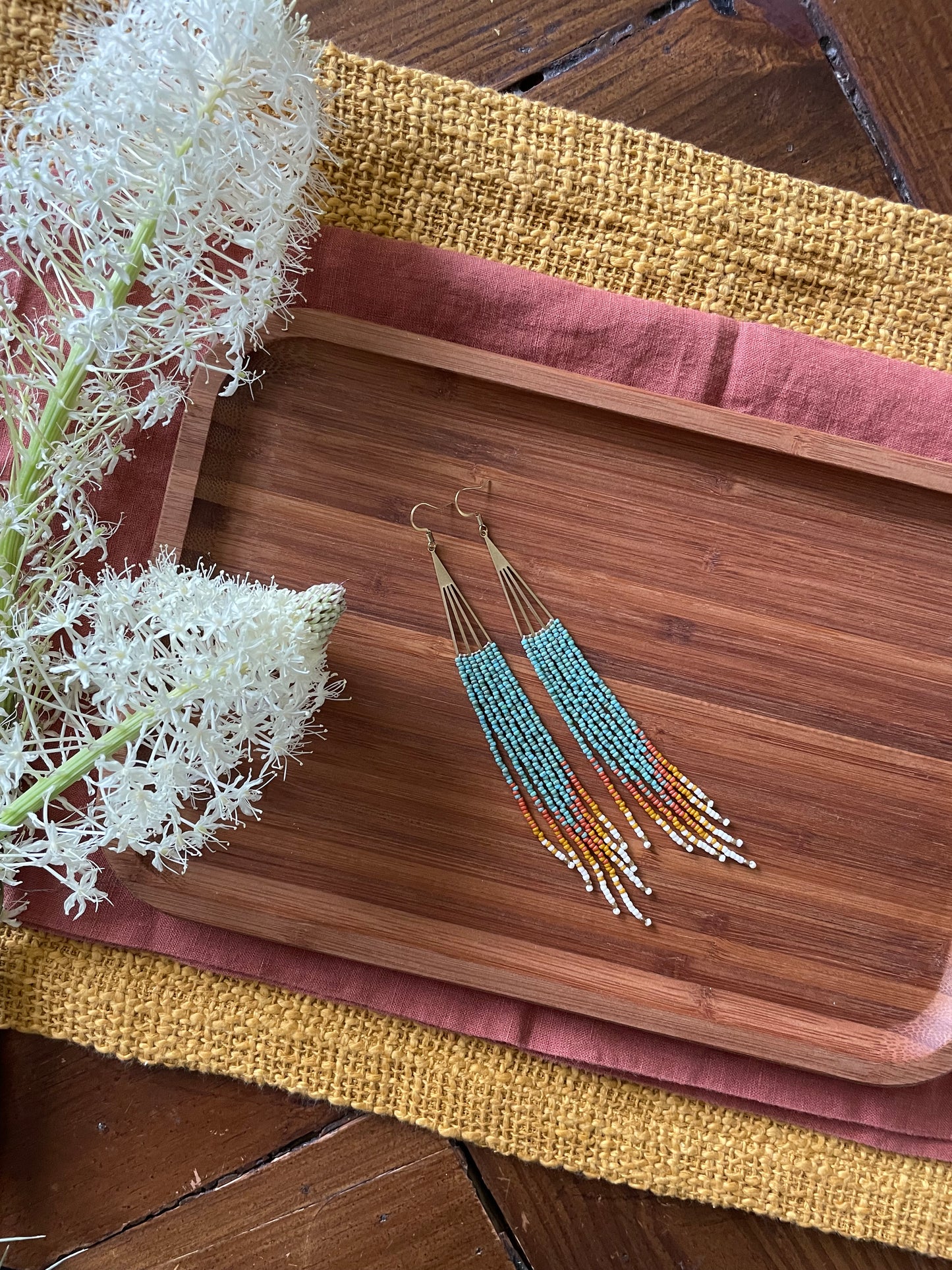 Gold Fans in Turquoise