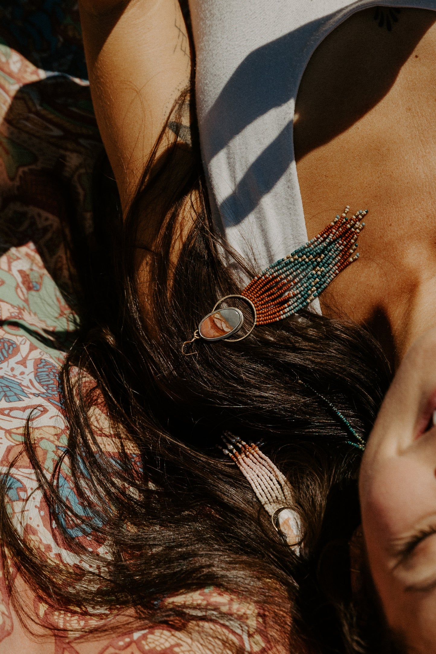 Polychrome Jasper Terracotta Fringe Earrings | Sterling Silver + Jasper