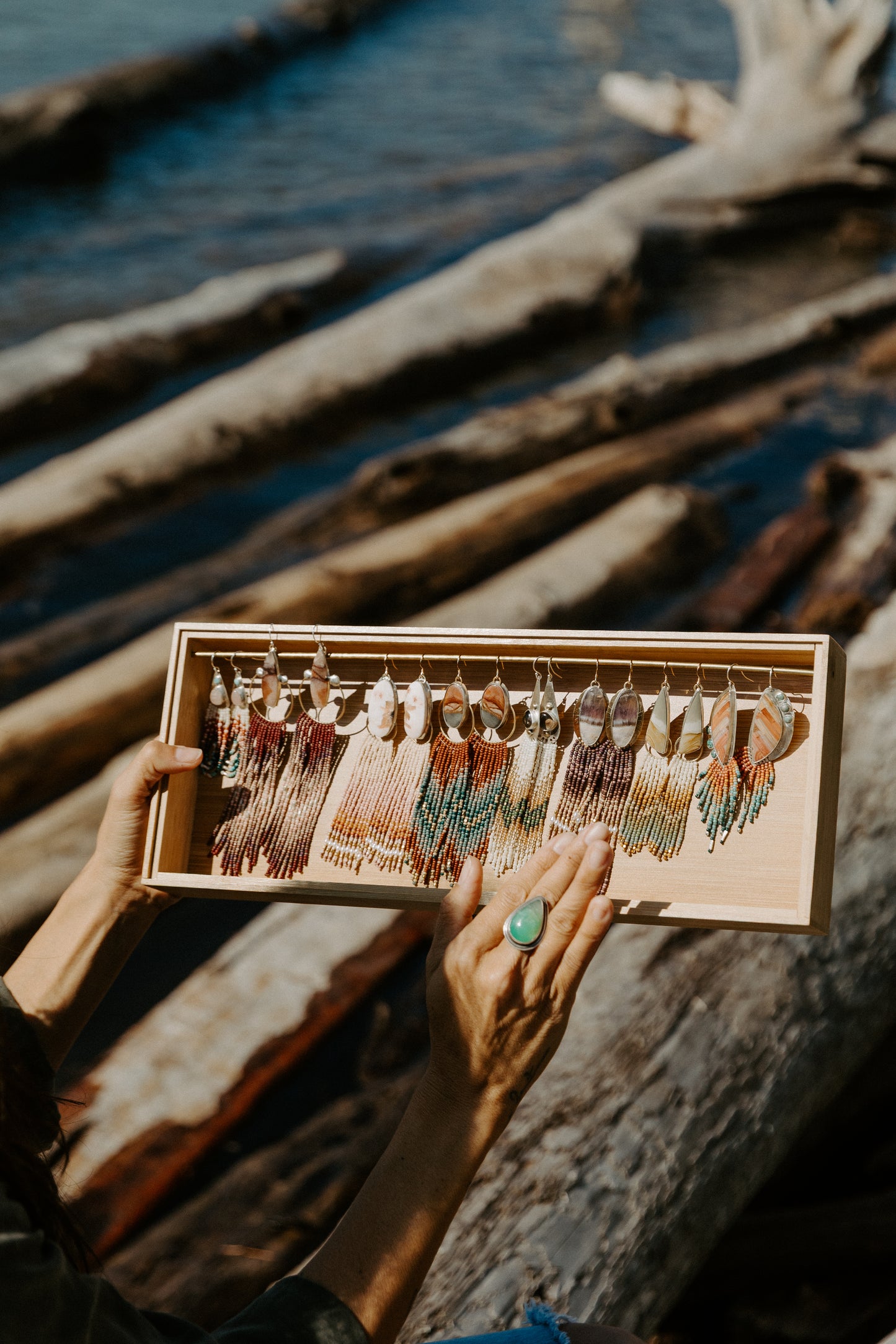 Blush Flower Fringe Earrings | Sterling Silver + Scolocite Gemstones