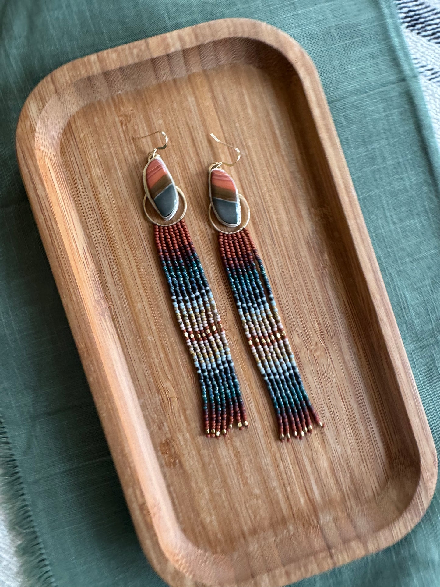 Polychrome Jasper River Stone Earrings