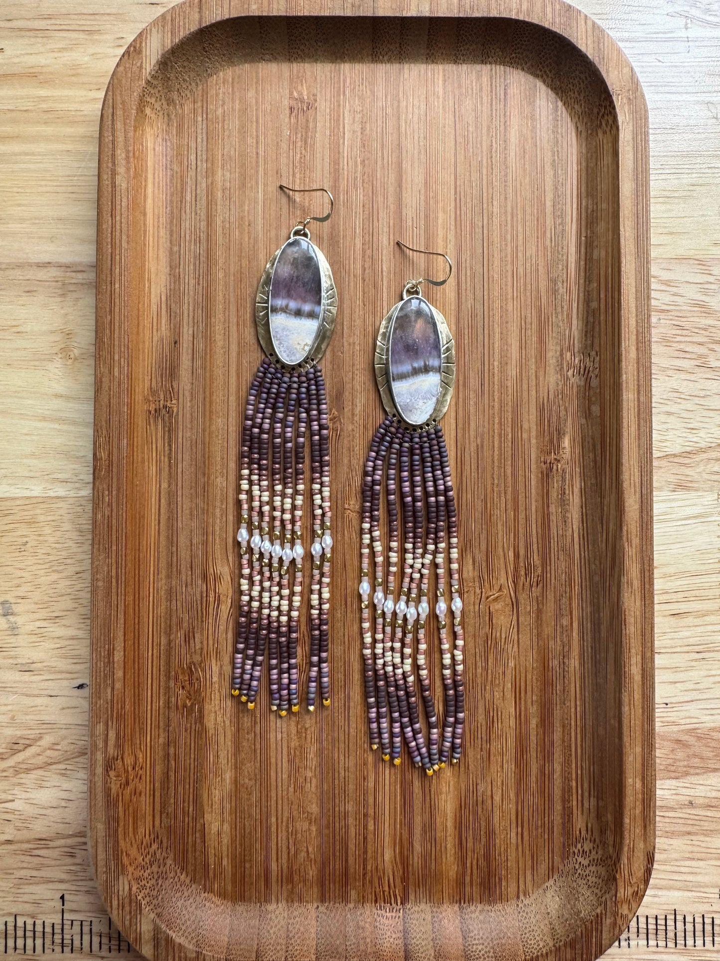 Amethyst Fringe Earrings | Sterling Silver & Hammered Jeweler’s Brass