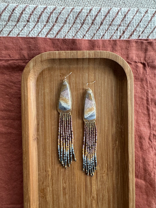 Painted Canyon Fringe Earrings | Opalized Gemstones + Earthtone Beaded Dangles