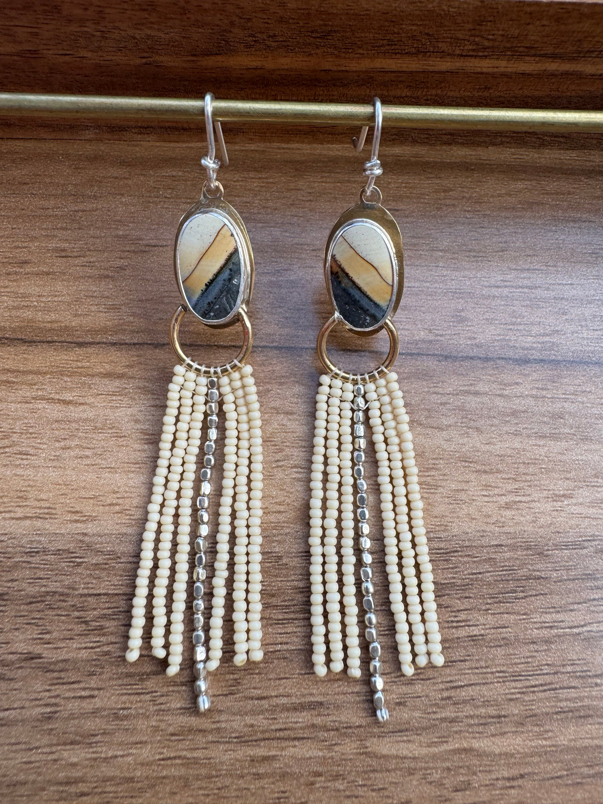Ivory Fringe Earrings | Maligano Jasper Gemstones