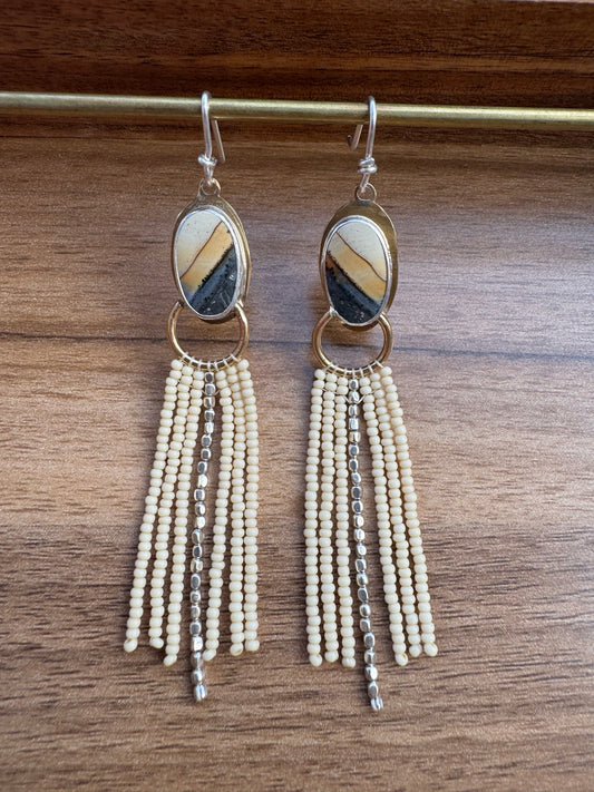 Ivory Fringe Earrings | Maligano Jasper Gemstones