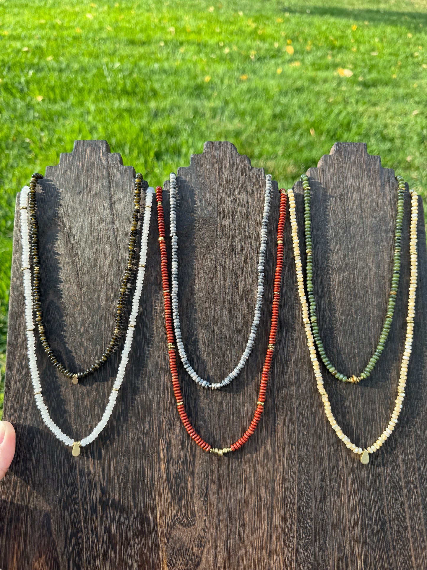 Olive Grove Beaded Necklace | Golden Obsidian Gemstones