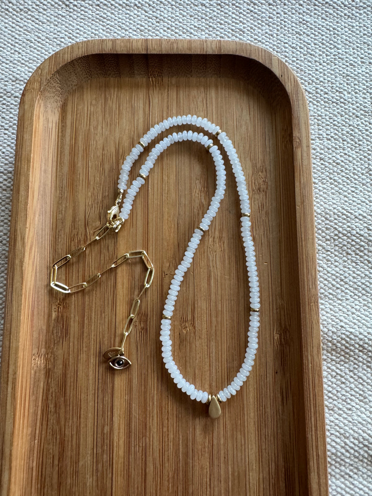 Moonlit Ivory Beaded Necklace | White Jade Gemstones Beads