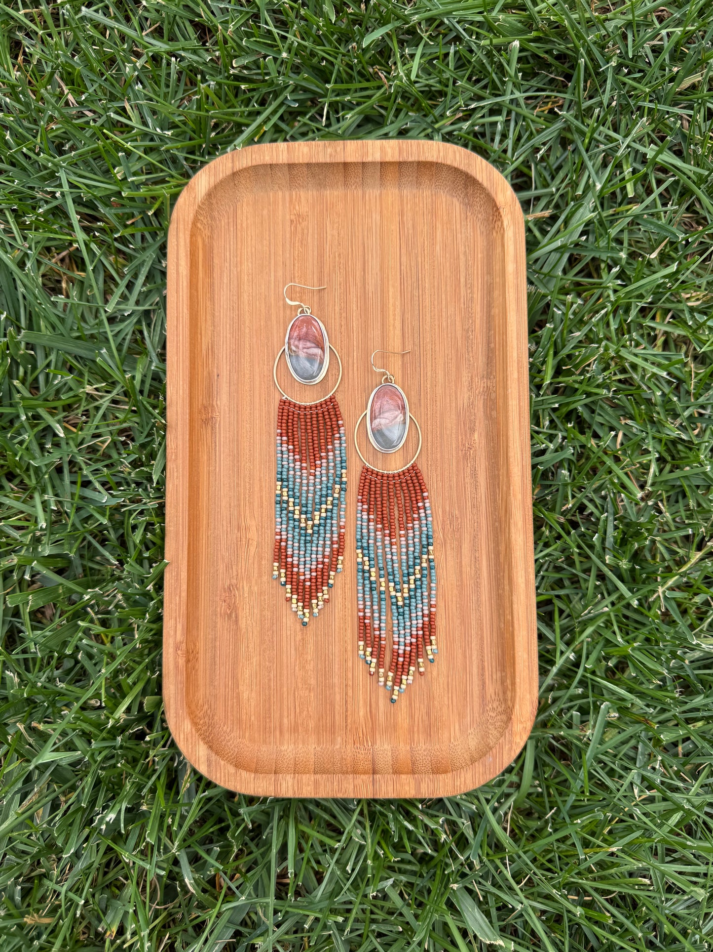 Polychrome Jasper Terracotta Fringe Earrings | Sterling Silver + Jasper