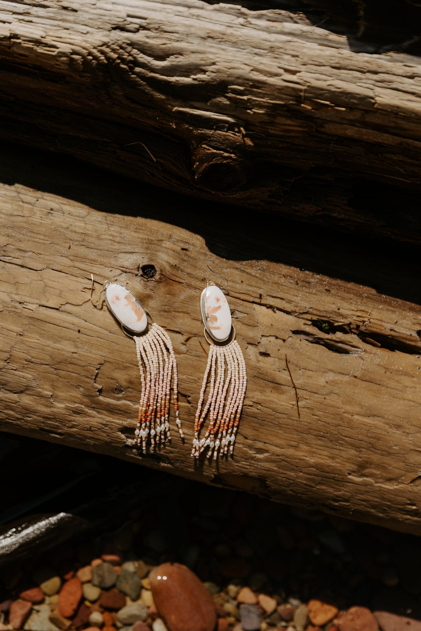 Blush Flower Fringe Earrings | Sterling Silver + Scolocite Gemstones