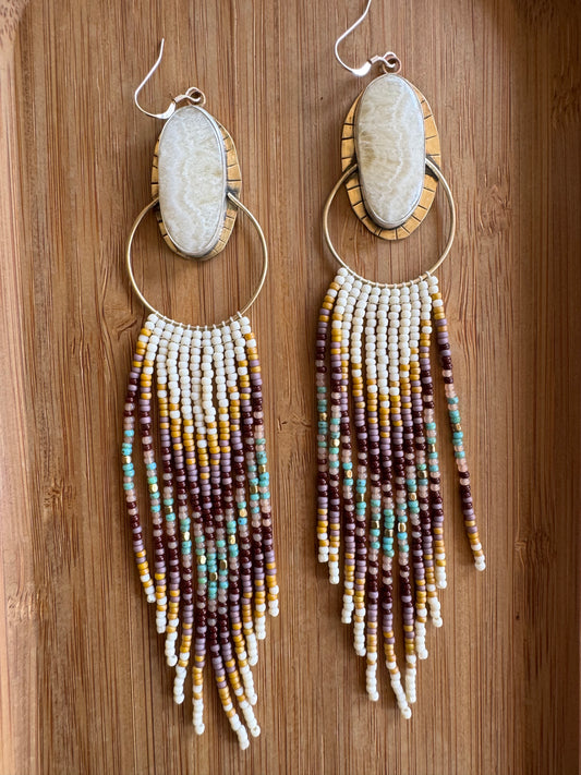 Moonstone Prairie Hoops | Yellow Calcite Gemstones