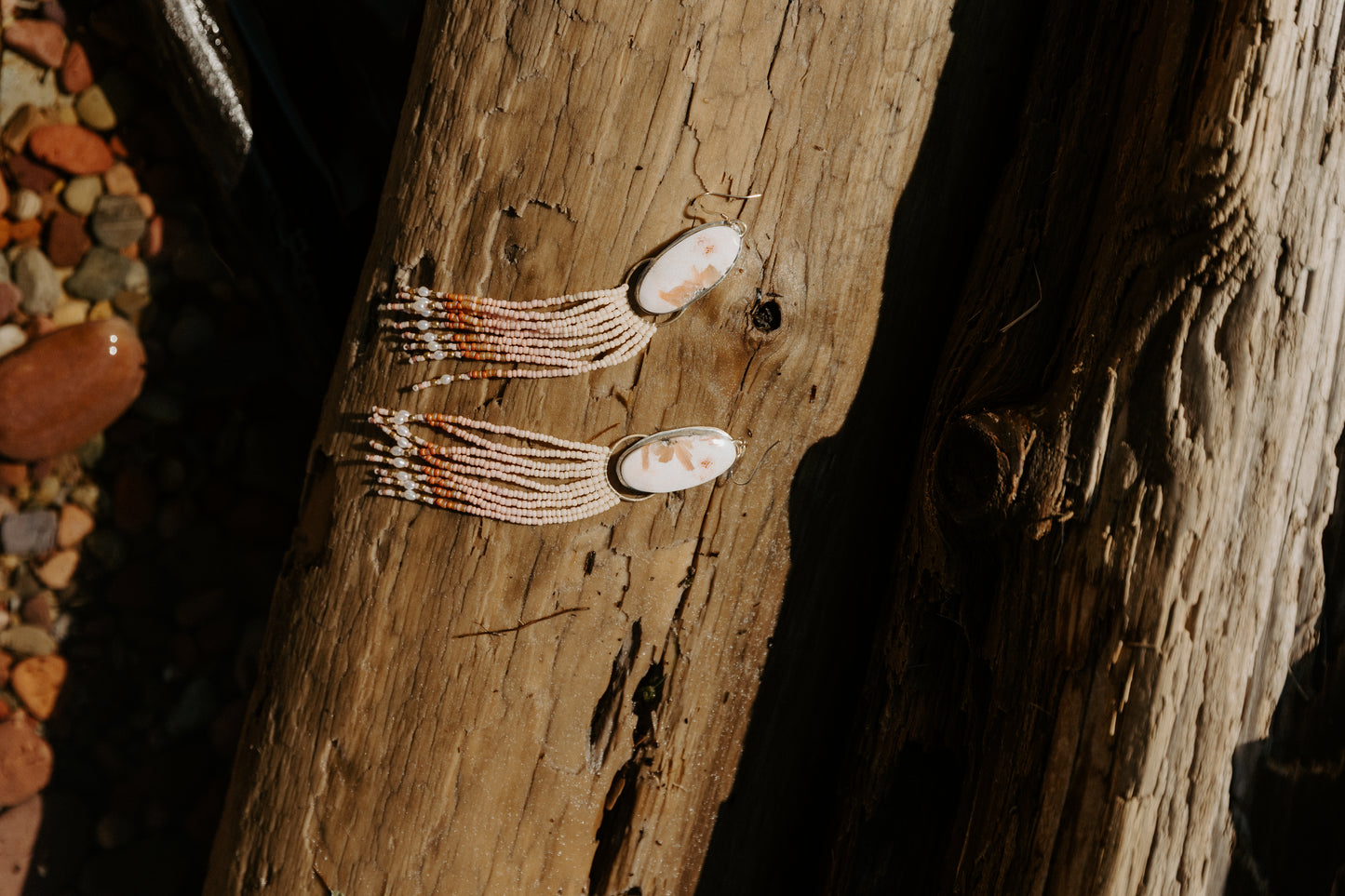 Blush Flower Fringe Earrings | Sterling Silver + Scolocite Gemstones