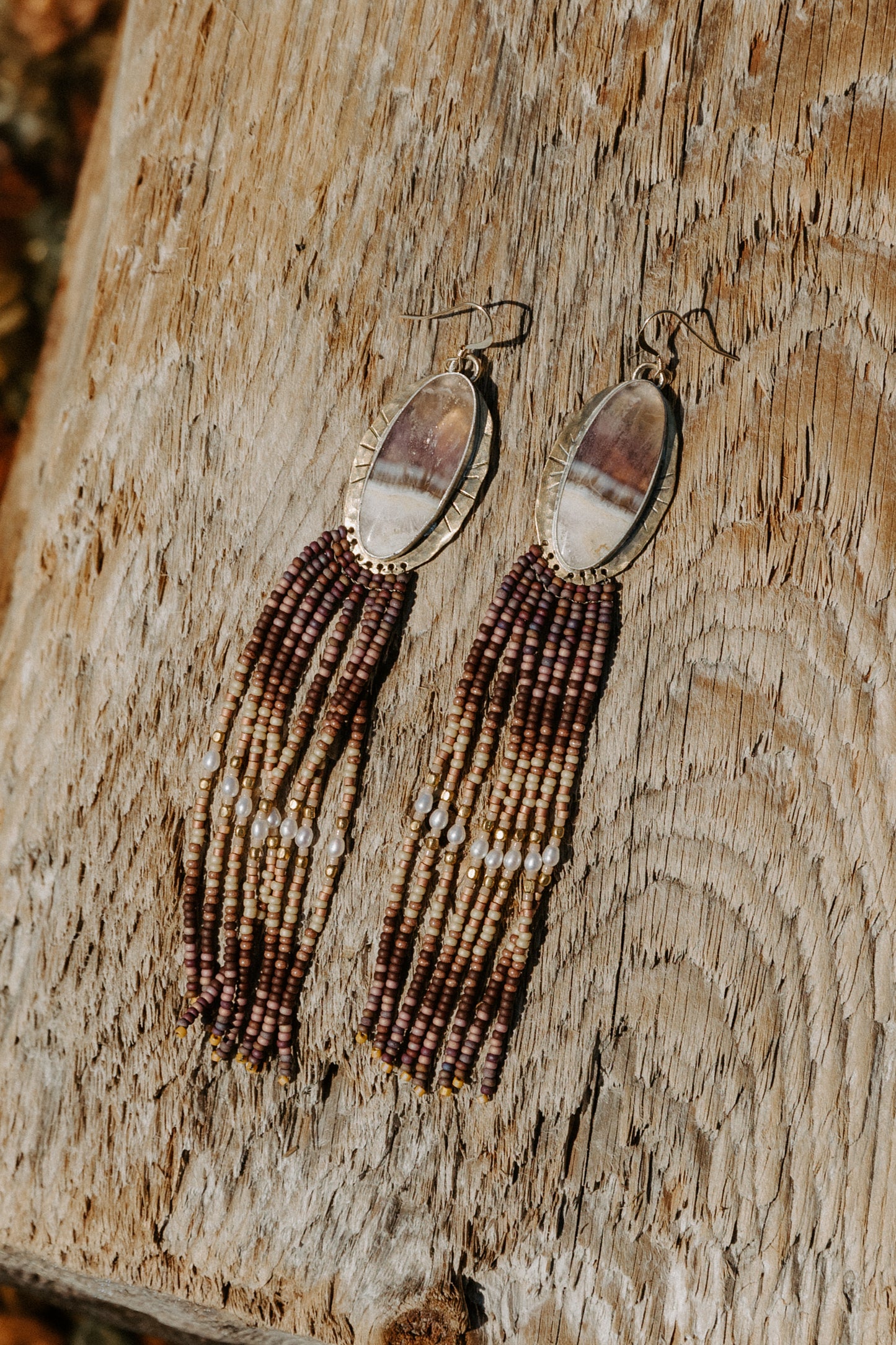 Amethyst Fringe Earrings | Sterling Silver & Hammered Jeweler’s Brass