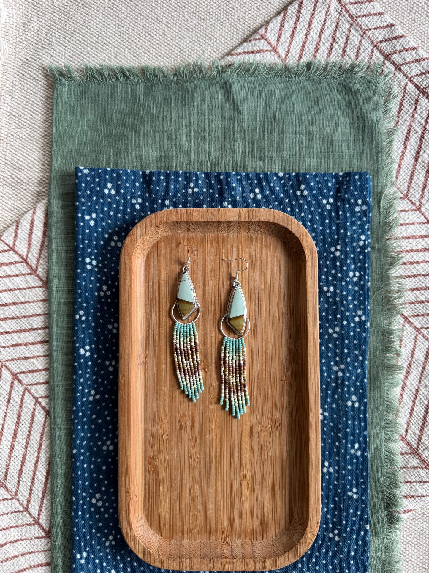 River Bend Loop Earrings | Sterling Silver + Turquoise Beadwork