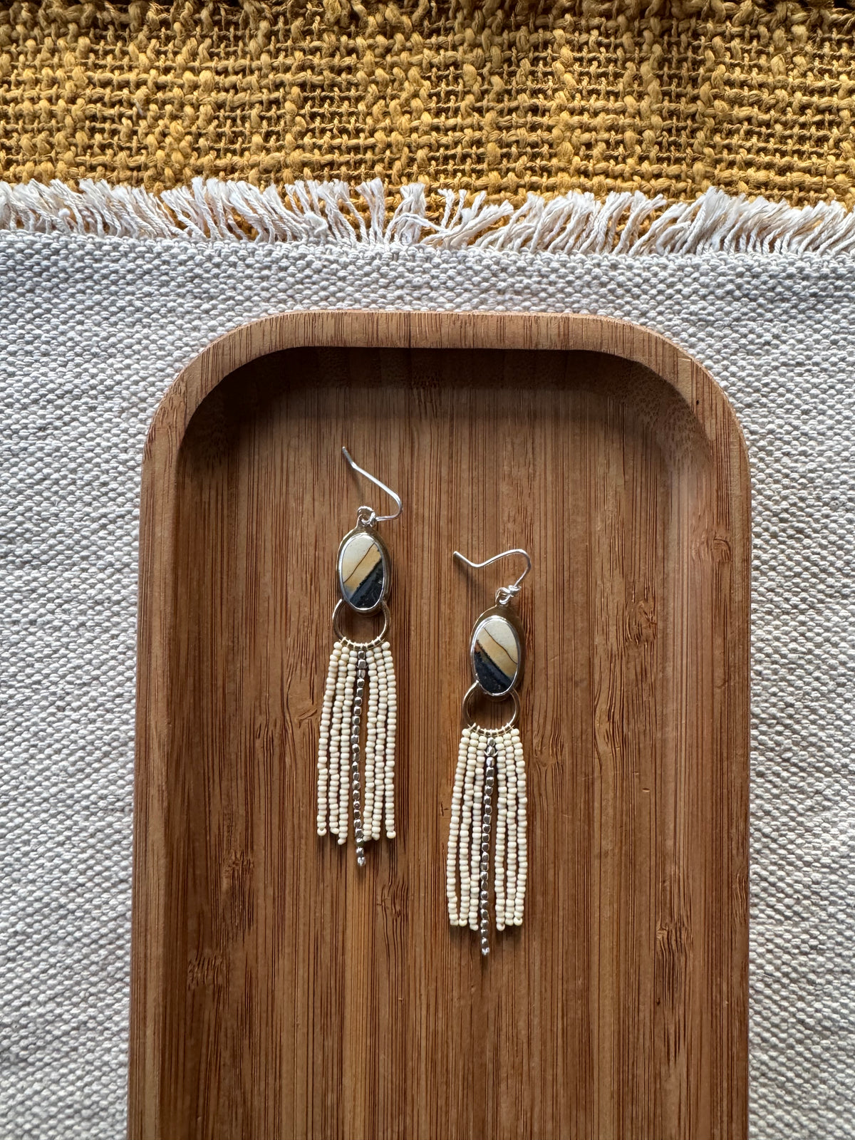 Ivory Fringe Earrings | Maligano Jasper Gemstones