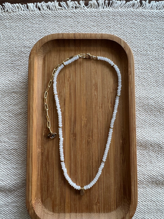 Moonlit Ivory Beaded Necklace | White Jade Gemstones Beads