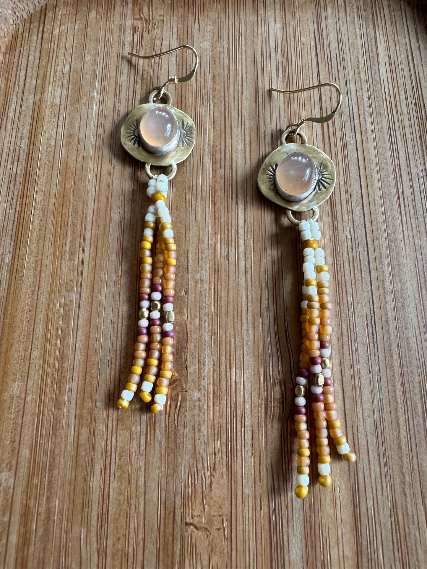 Golden Prairie Fringe Earrings | Brass + Warm Beaded Dangles