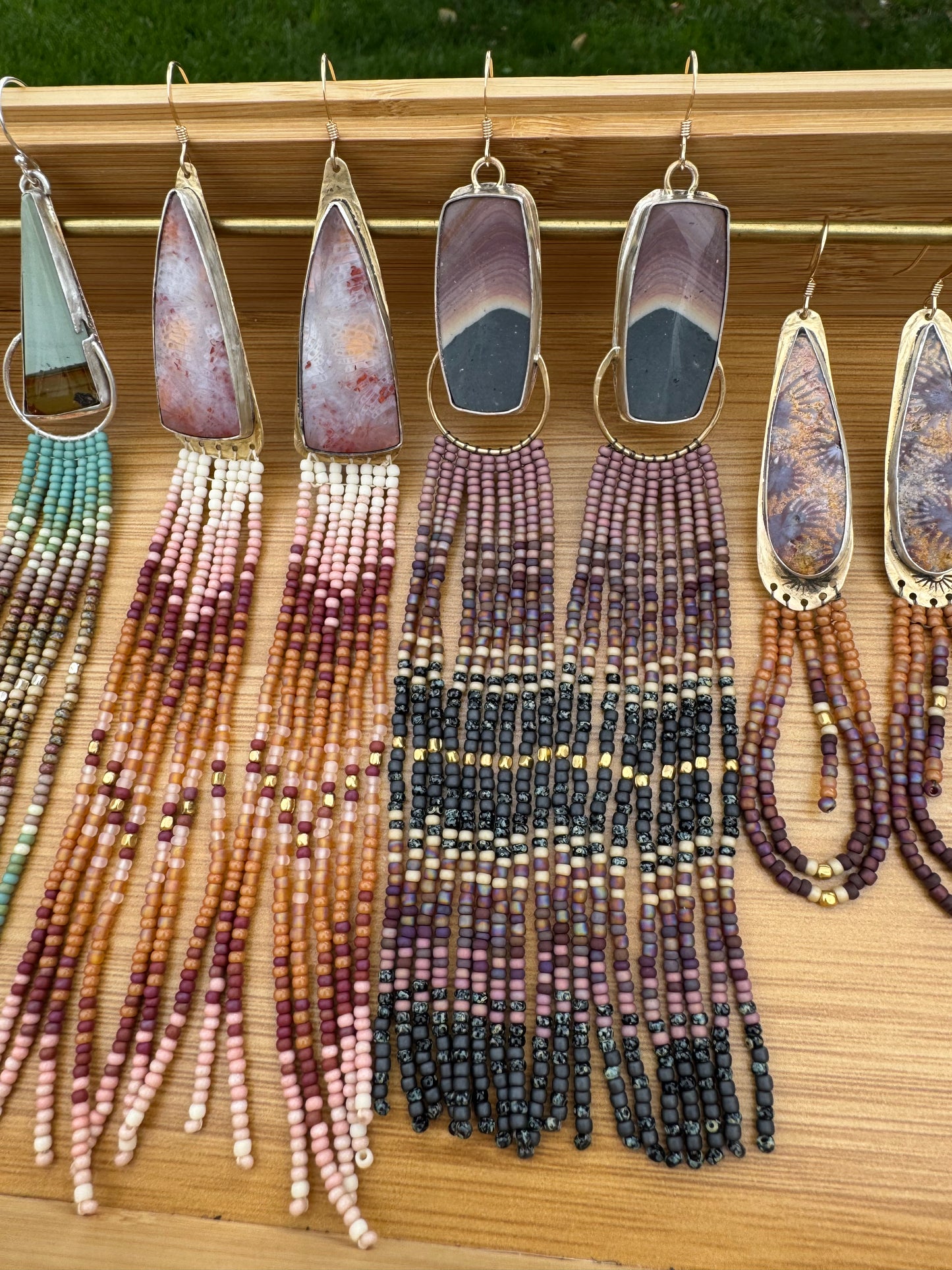 Shadow Canyon Statement Earrings | Polychrome Jasper + Bold Fringe