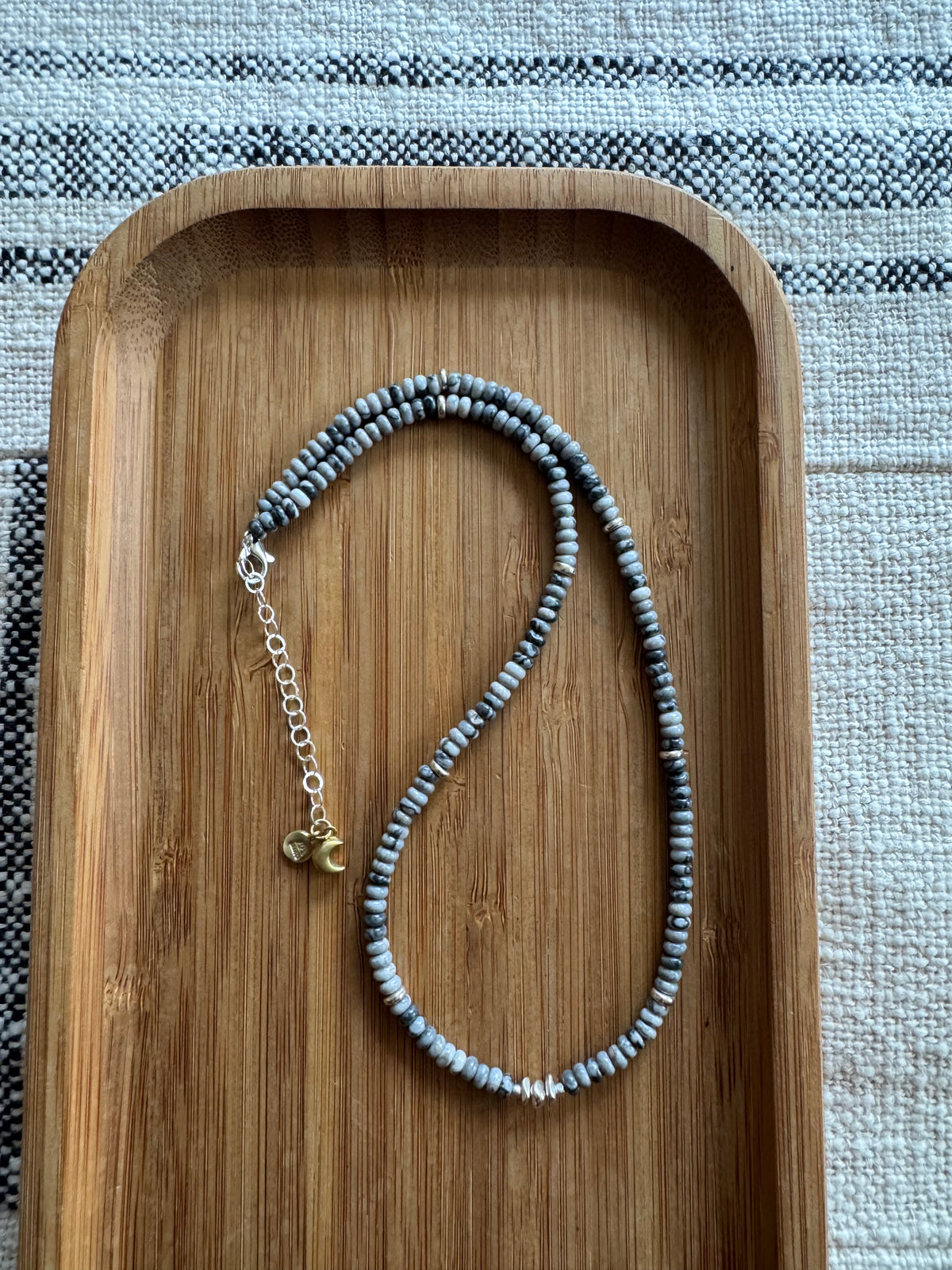 Storm Grey Beaded Necklace | Silver Lace Agate Gemstone Beads