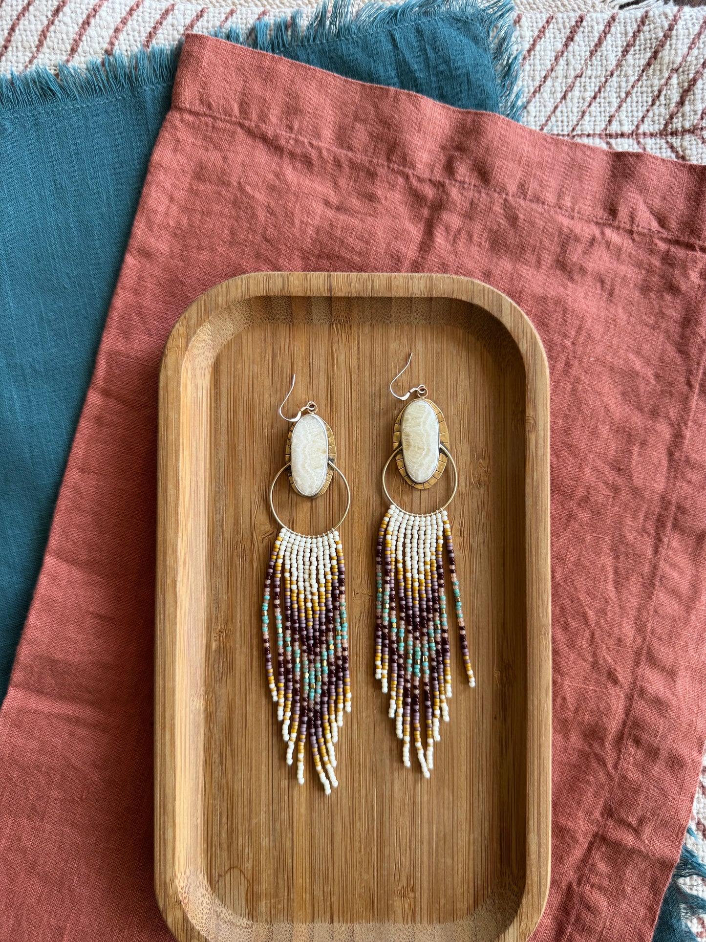 Moonstone Prairie Hoops | Yellow Calcite Gemstones