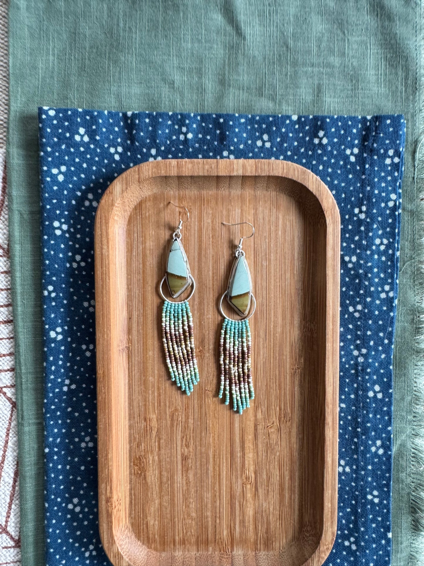 River Bend Loop Earrings | Sterling Silver + Turquoise Beadwork