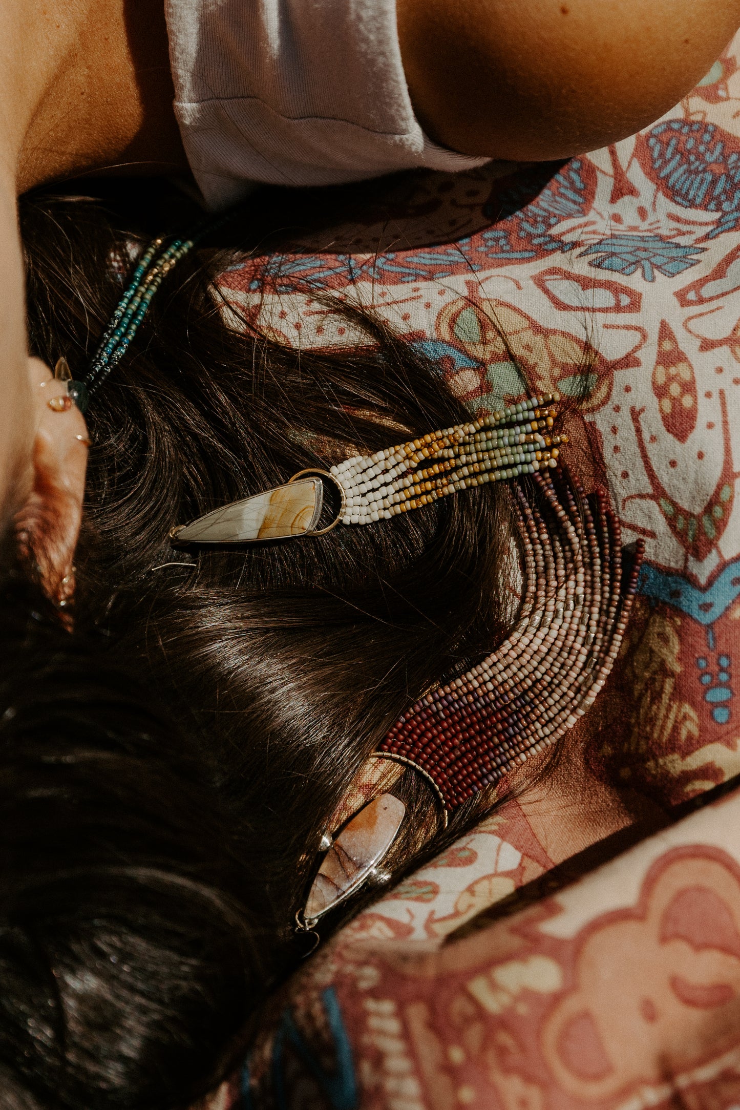 Riverstone Chevron Fringe Earrings | Sterling Silver + Jasper