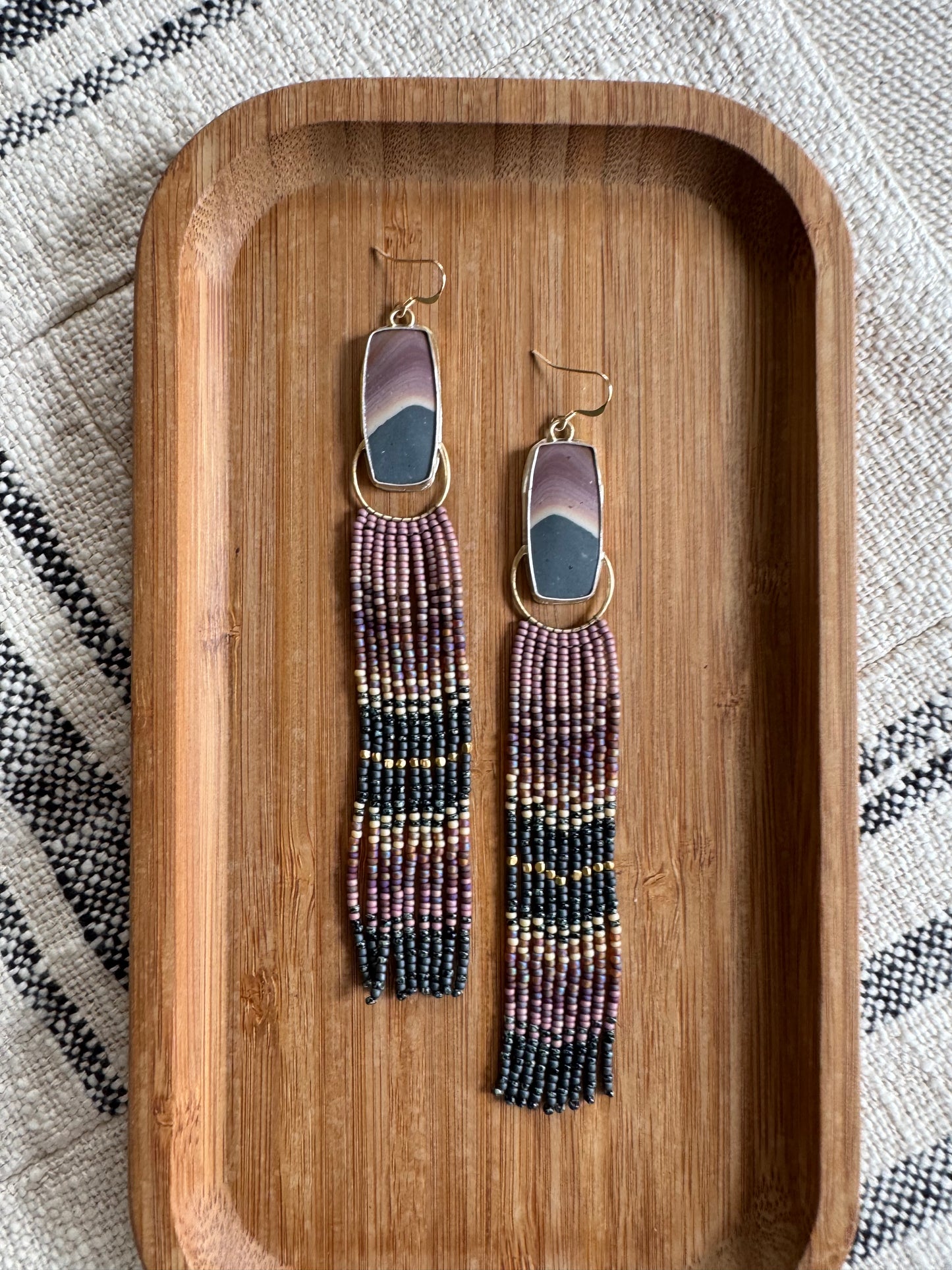 Shadow Canyon Statement Earrings | Polychrome Jasper + Bold Fringe
