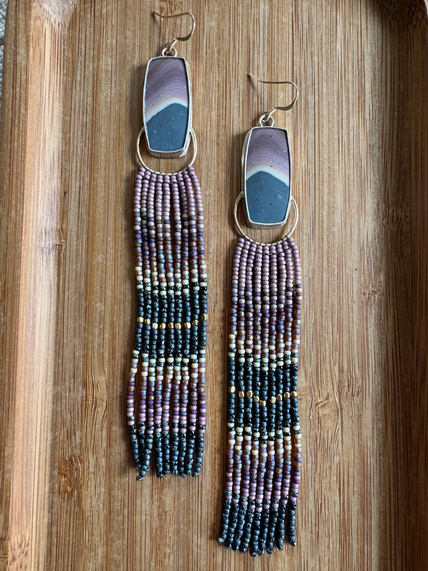 Shadow Canyon Statement Earrings | Polychrome Jasper + Bold Fringe