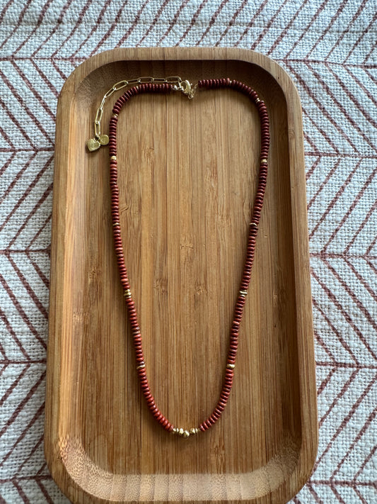 Terracotta Beaded Necklace | Red Jasper Gemstone Beads