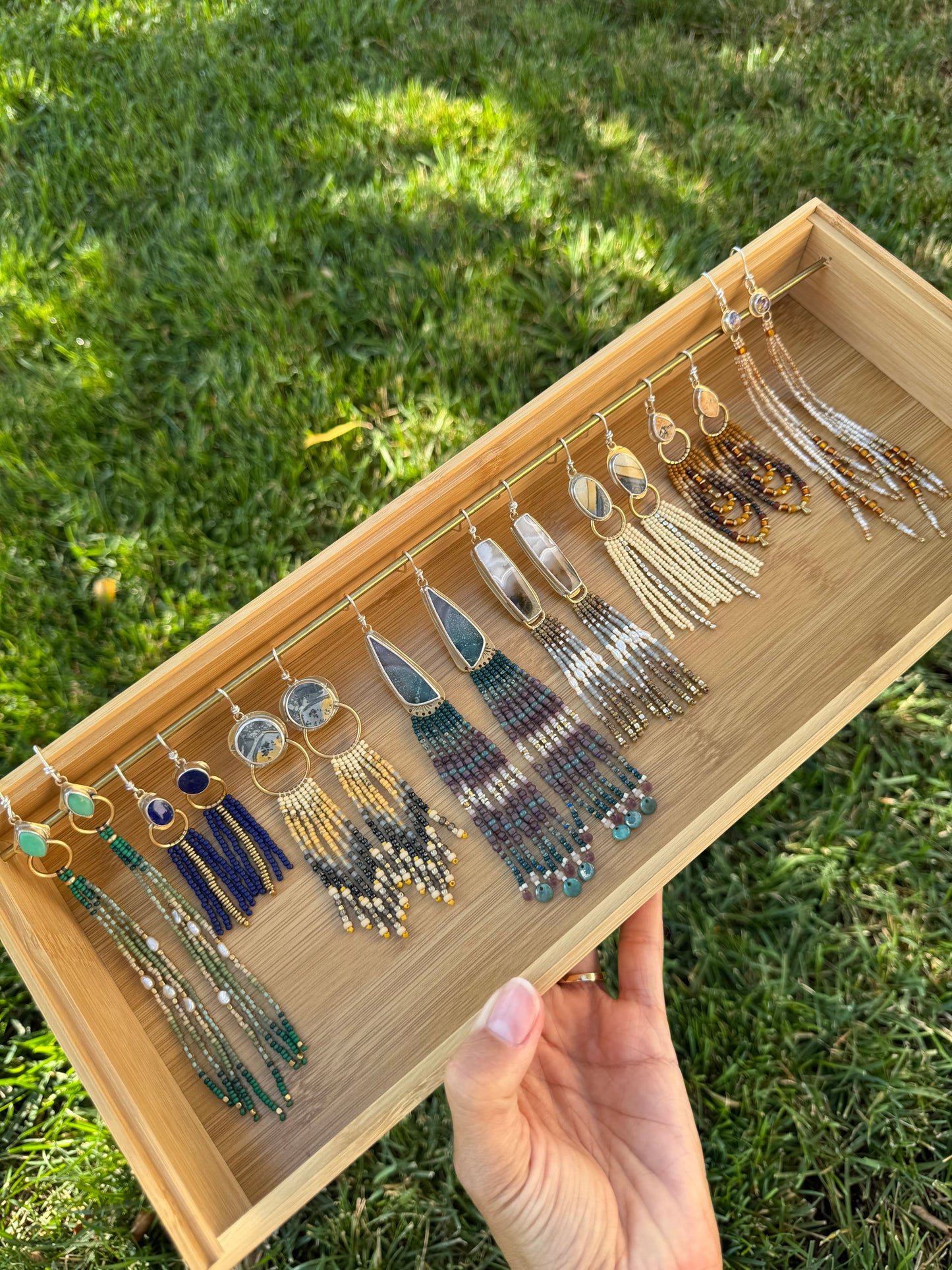 Purple Dawn Mountain Fringe Earrings | Grape Moss Agate Gemstones + Plum Beaded Fringe