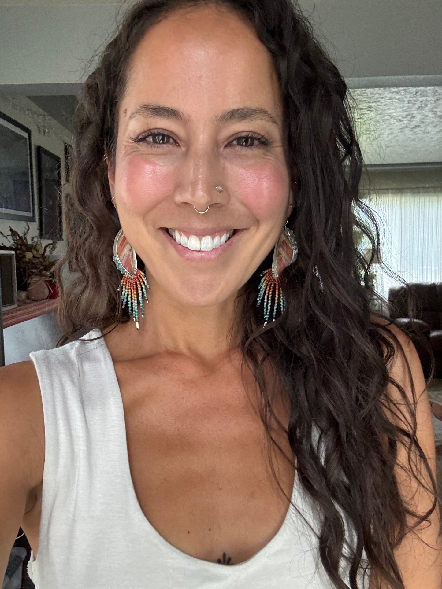 Desert Wildflower | Crazy Lace Agate + Tibetan Turquoise + Sterling Silver Earrings