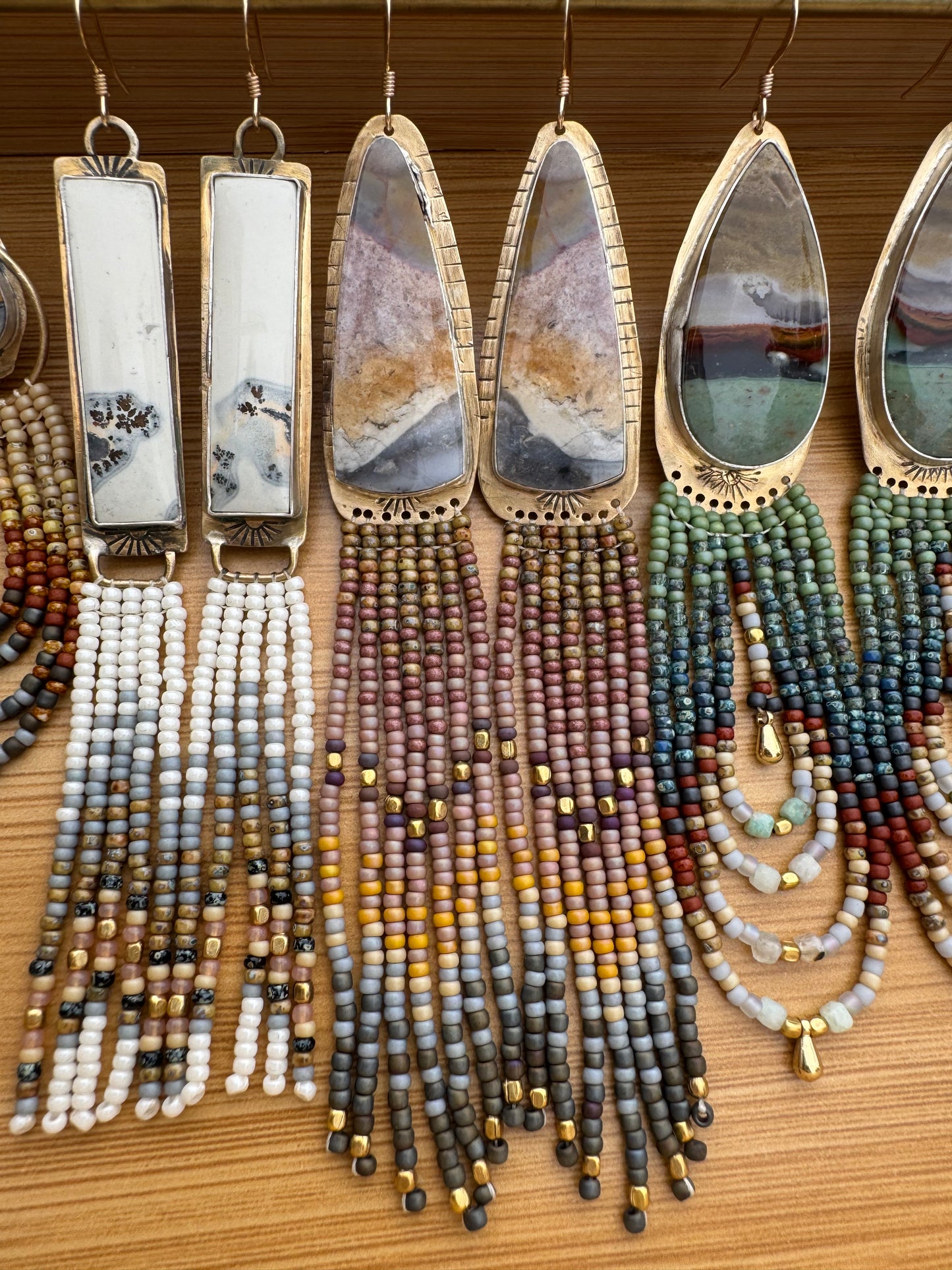 Painted Canyon Fringe Earrings | Opalized Gemstones + Earthtone Beaded Dangles