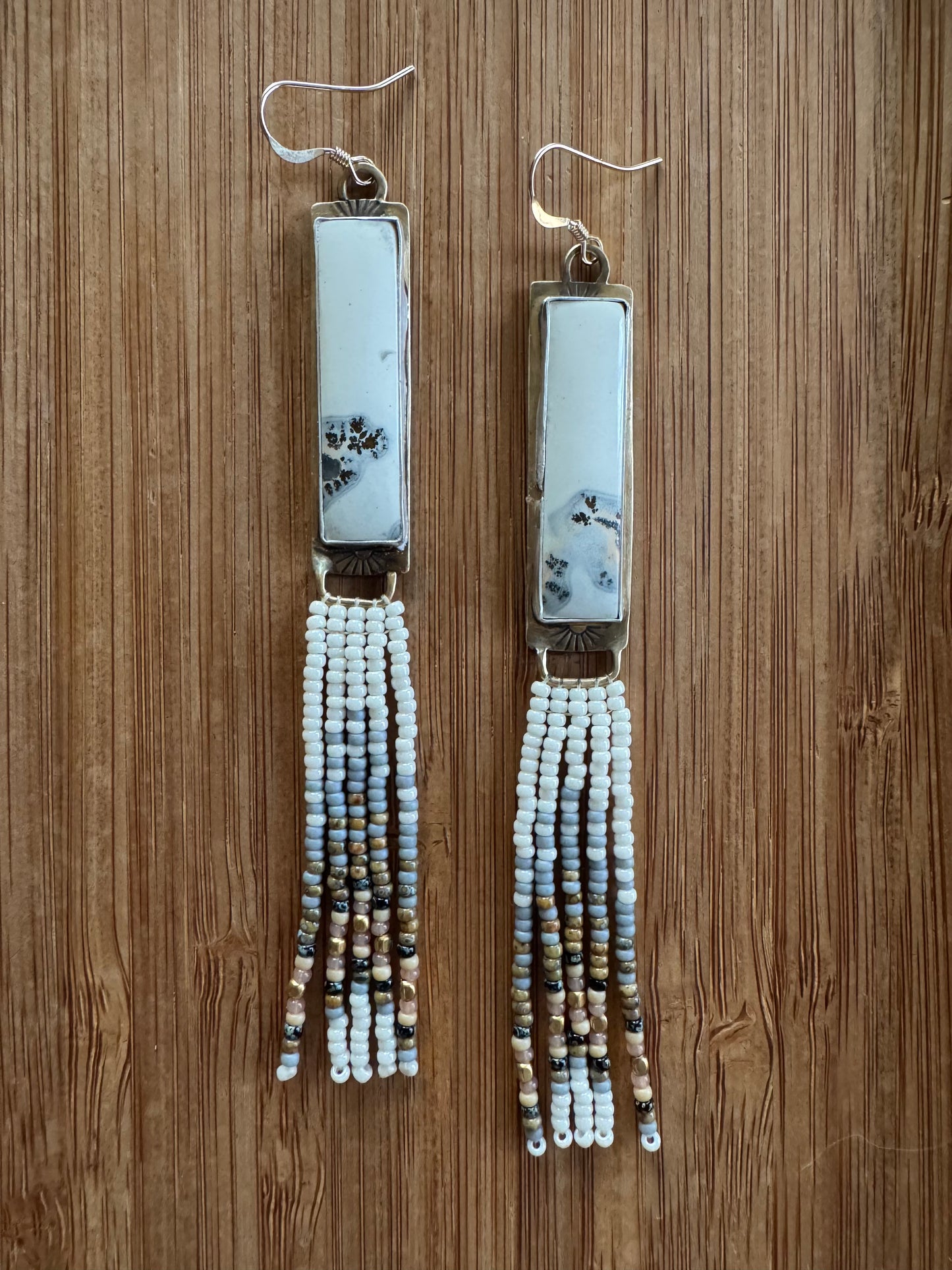 High Plains Fringe Earrings | Jasper + Cream Beaded Dangles