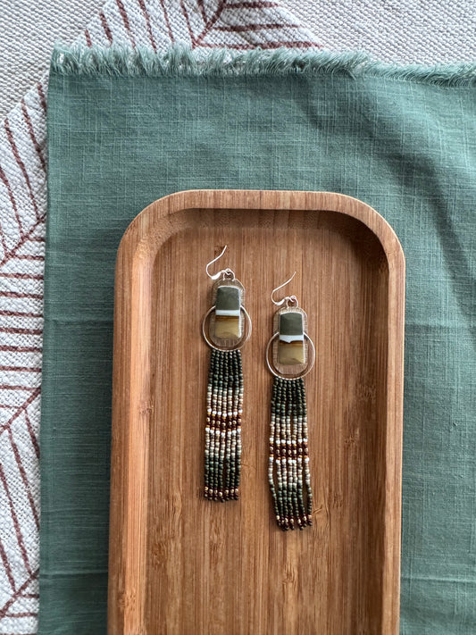 Sage Valley Fringe Earrings | Jasper + Earth Beaded Dangles