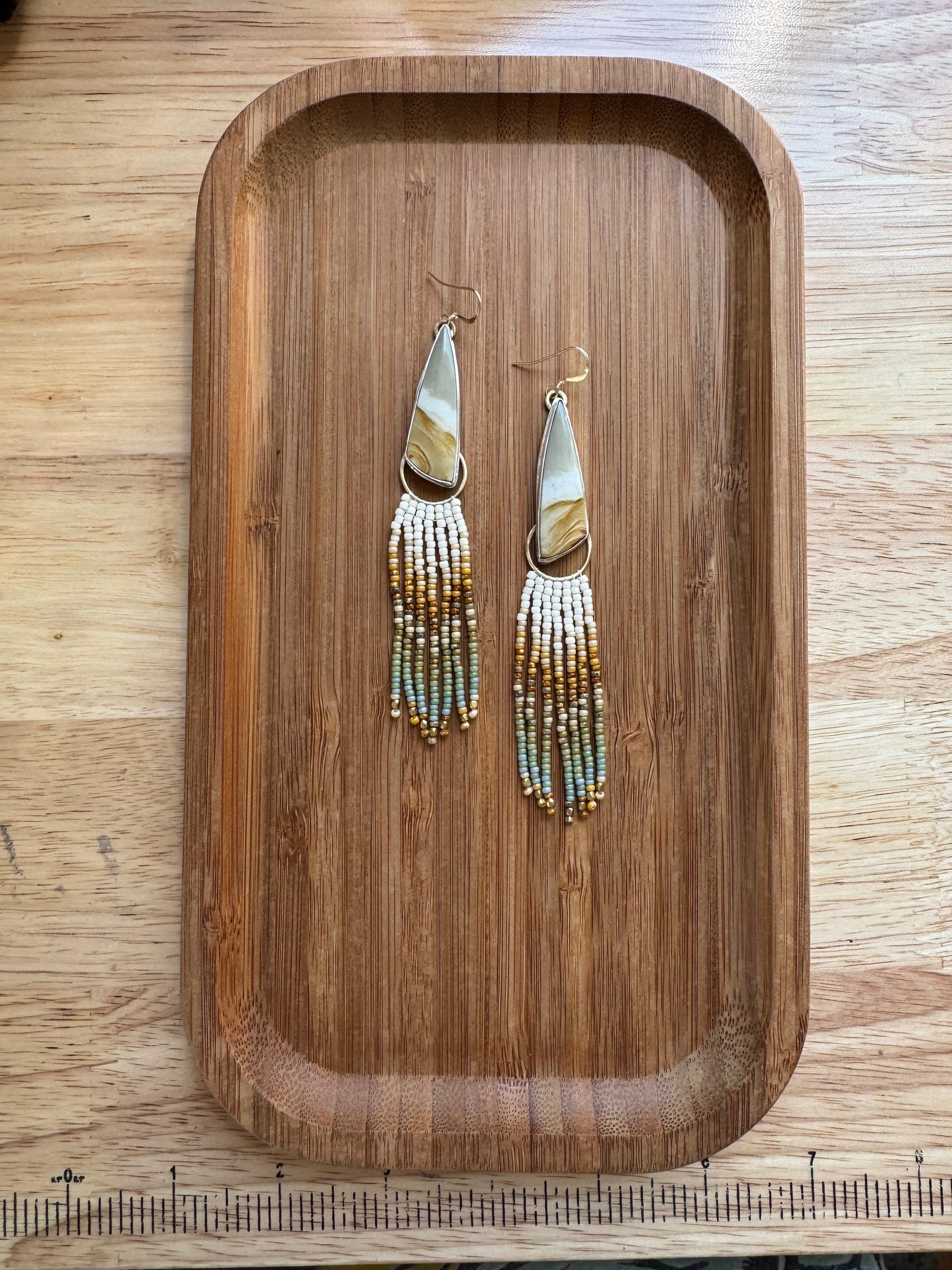 Riverstone Chevron Fringe Earrings | Sterling Silver + Jasper