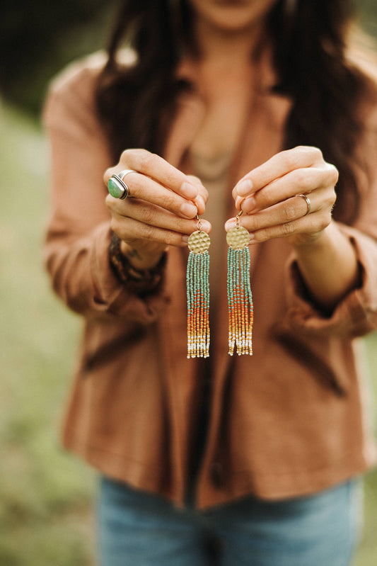 Gold Coins in Turquoise & Coral