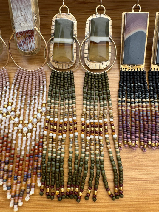 Sage Valley Fringe Earrings | Jasper + Earth Beaded Dangles