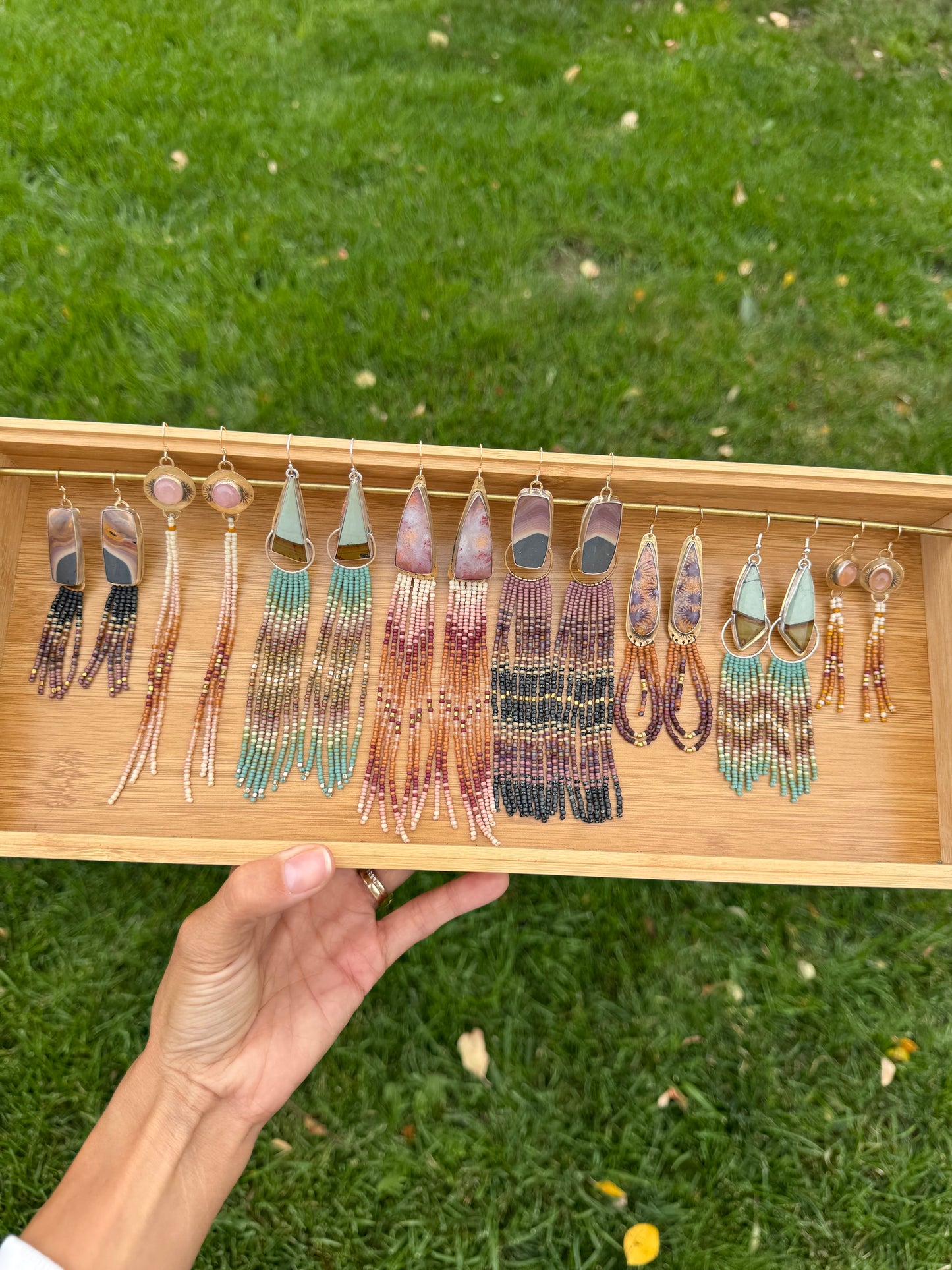 Golden Prairie Fringe Earrings | Brass + Warm Beaded Dangles