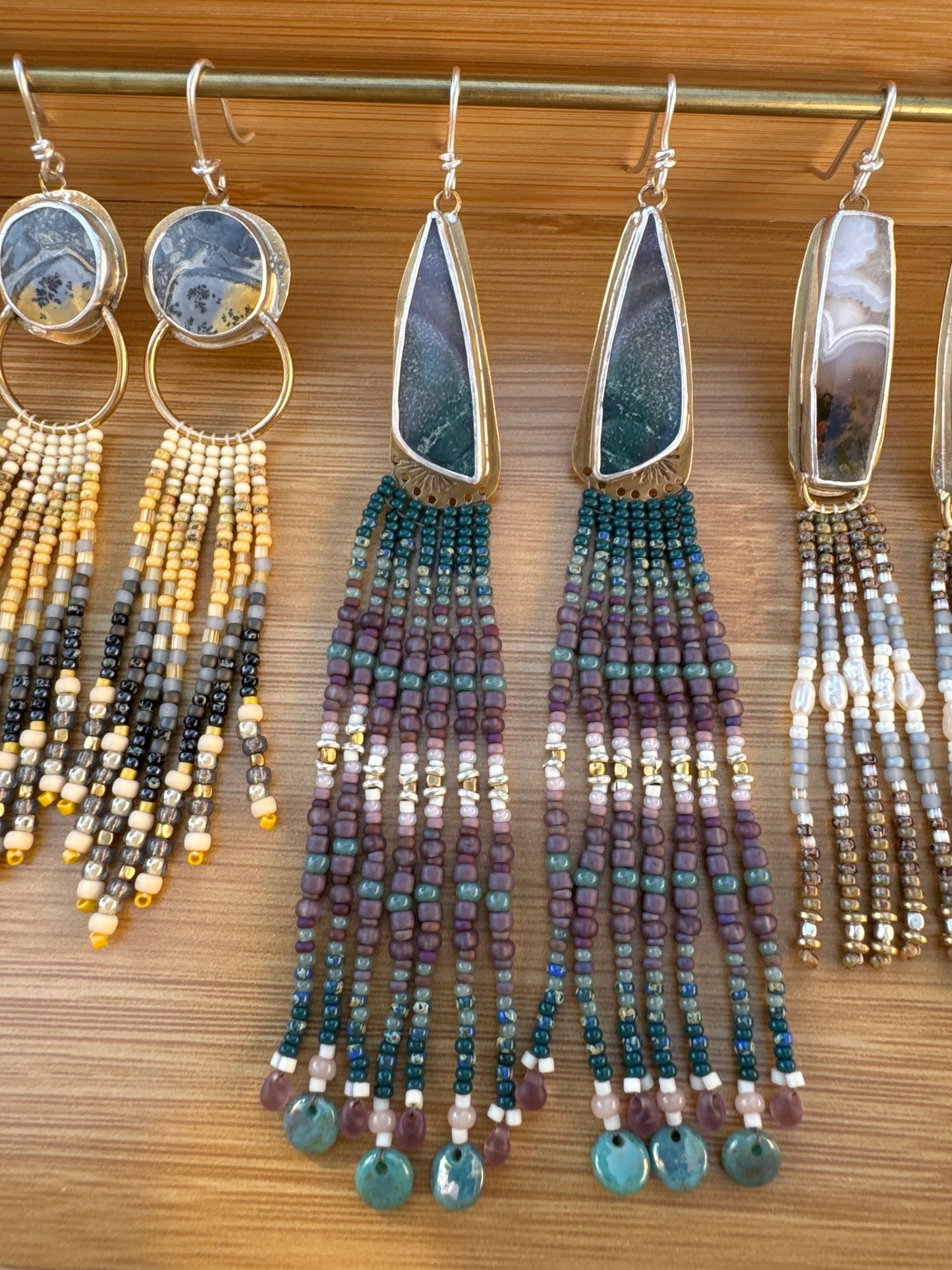 Purple Dawn Mountain Fringe Earrings | Grape Moss Agate Gemstones + Plum Beaded Fringe