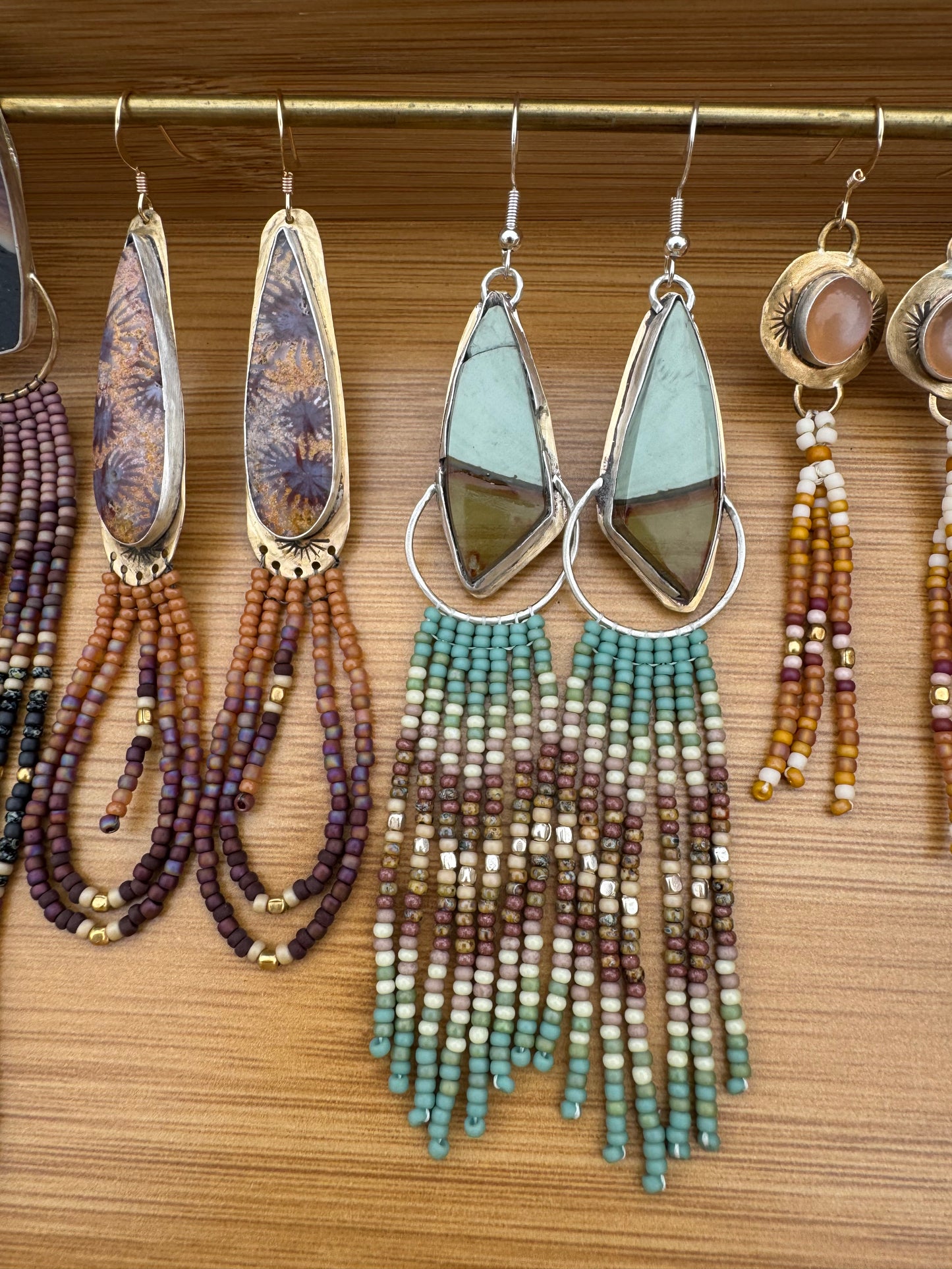 River Bend Loop Earrings | Sterling Silver + Turquoise Beadwork