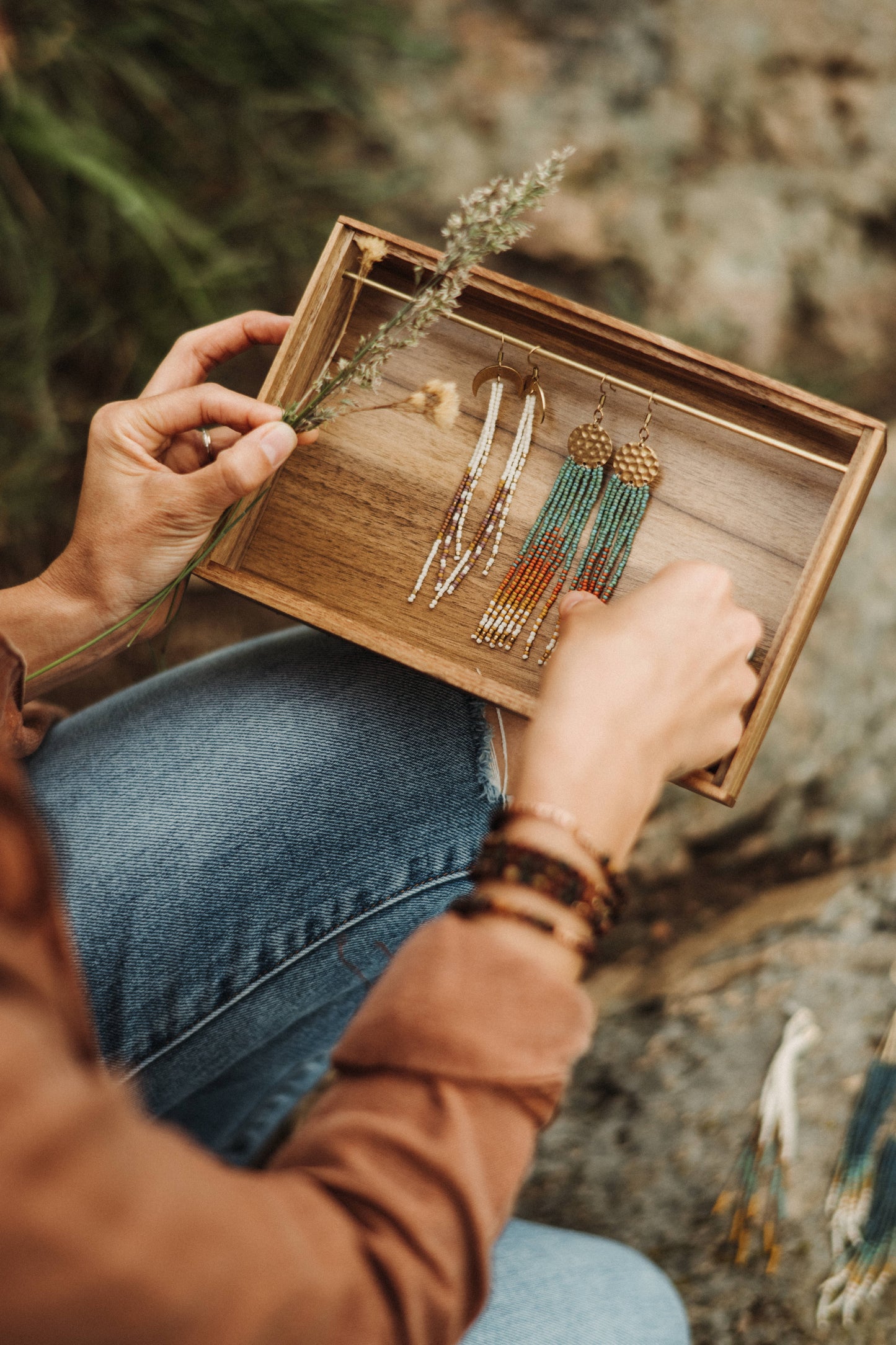 Gold Coins in Turquoise & Coral