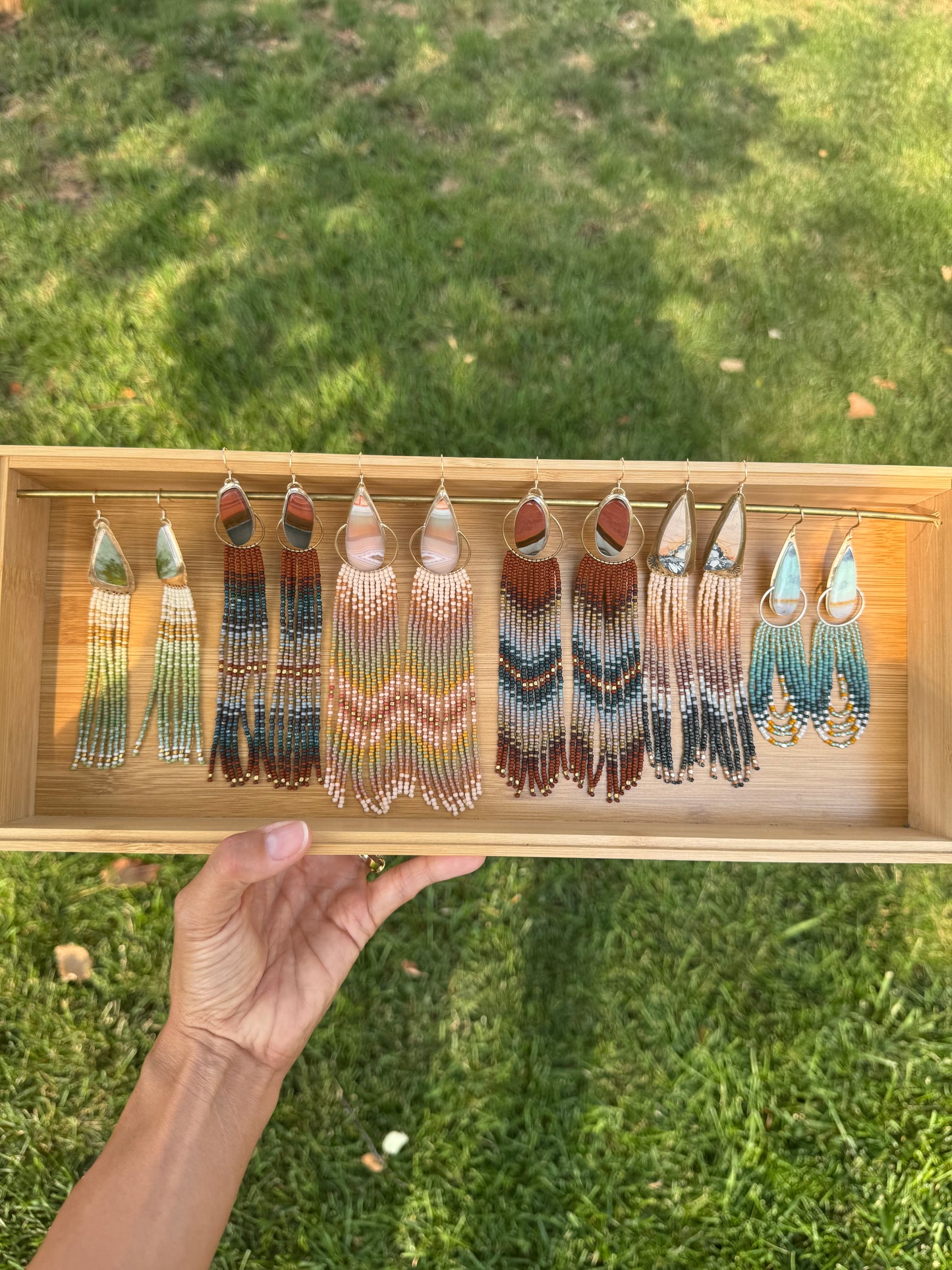 Polychrome Jasper River Stone Earrings