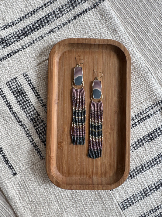 Shadow Canyon Statement Earrings | Polychrome Jasper + Bold Fringe