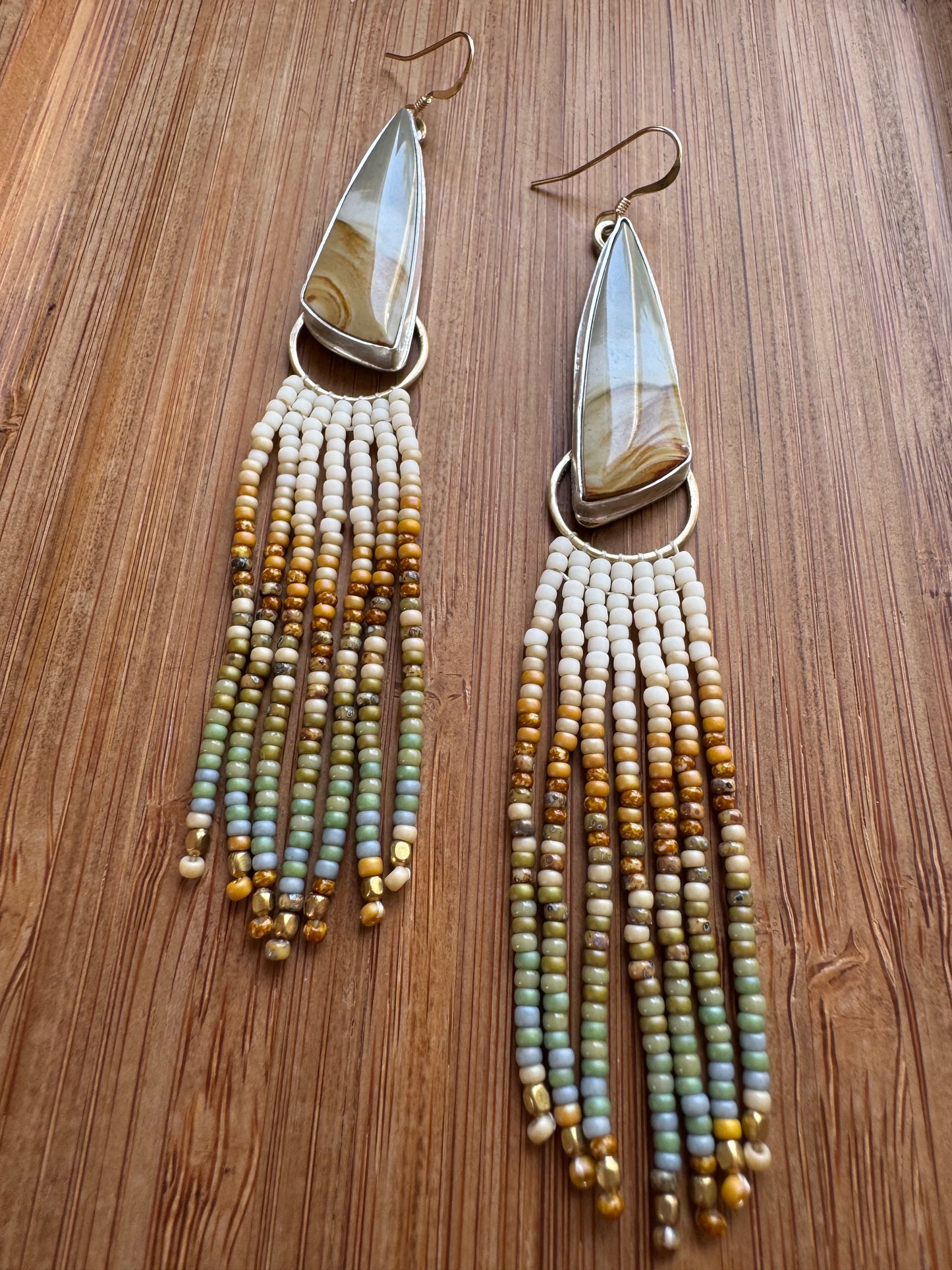 Riverstone Chevron Fringe Earrings | Sterling Silver + Jasper