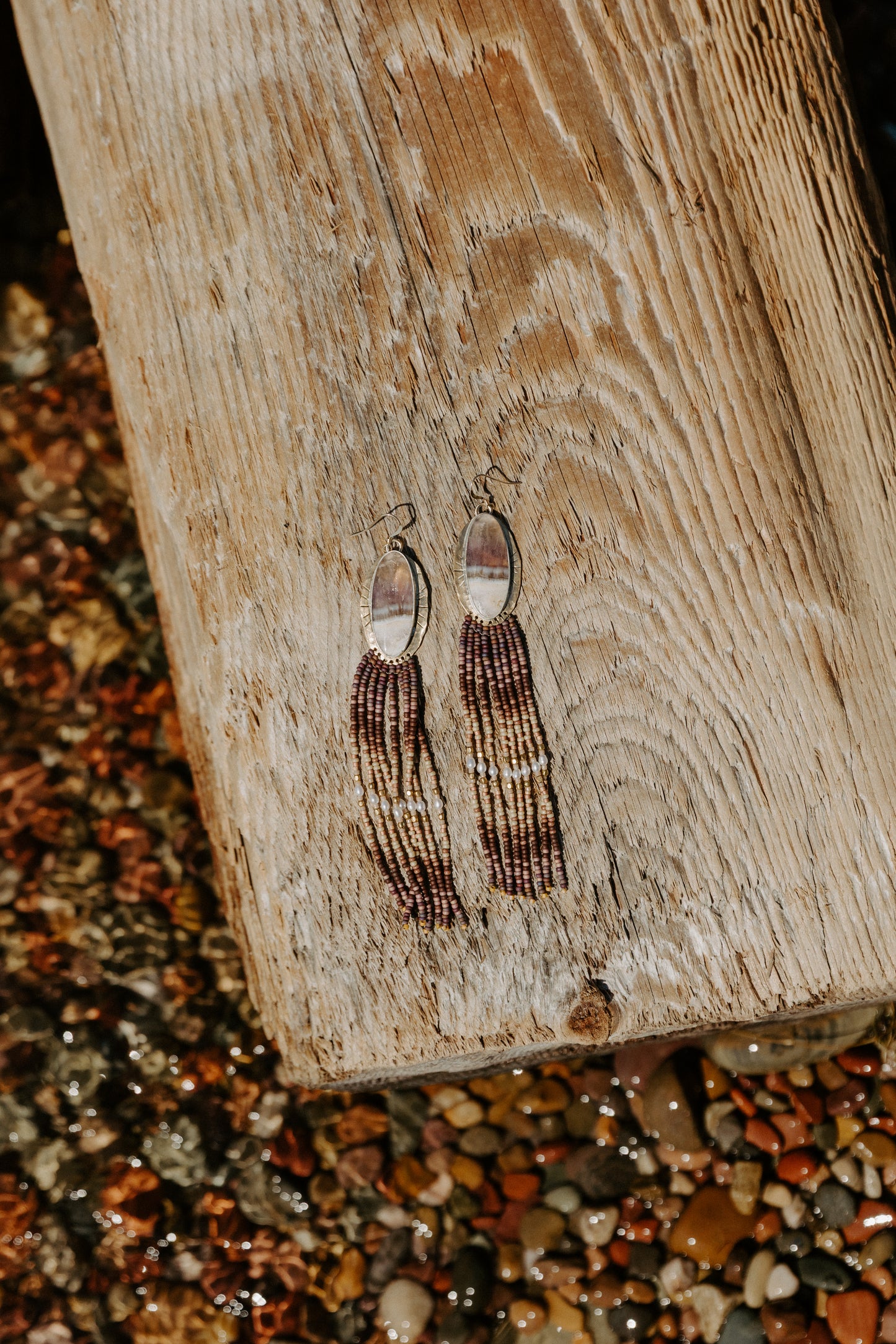 Amethyst Fringe Earrings | Sterling Silver & Hammered Jeweler’s Brass