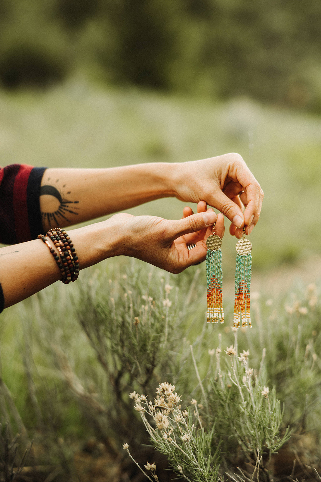 Gold Coins in Turquoise & Coral