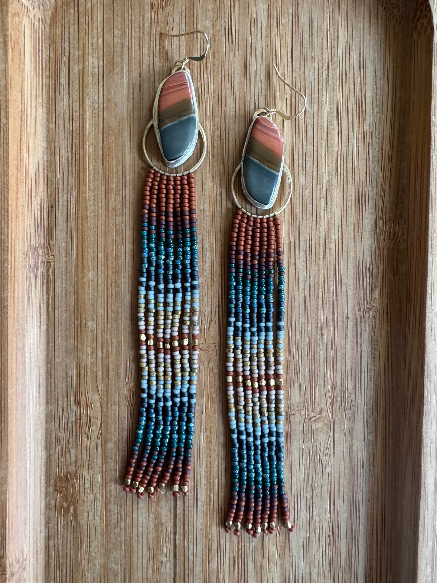 Polychrome Jasper River Stone Earrings