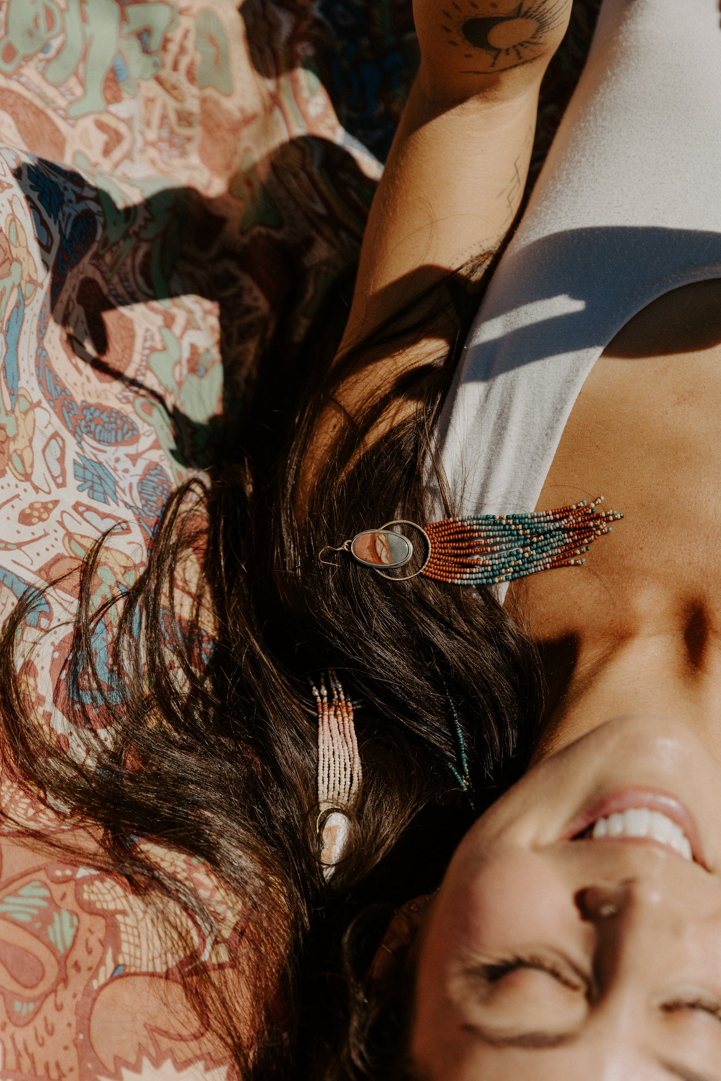 Polychrome Jasper Terracotta Fringe Earrings | Sterling Silver + Jasper